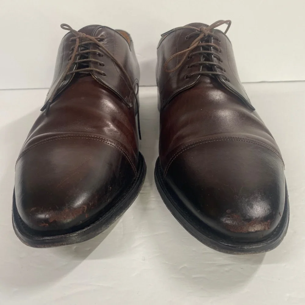 Suitsupply Cap Toe Derby Shoes Mens‎ 10.5 Dark Brown Leather Made in Italy